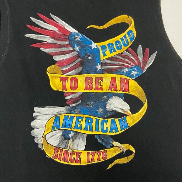 Faded Glory Screen Print Proud American USA Eagle Symbols Muscle Shirt Black M - Picture 7 of 13